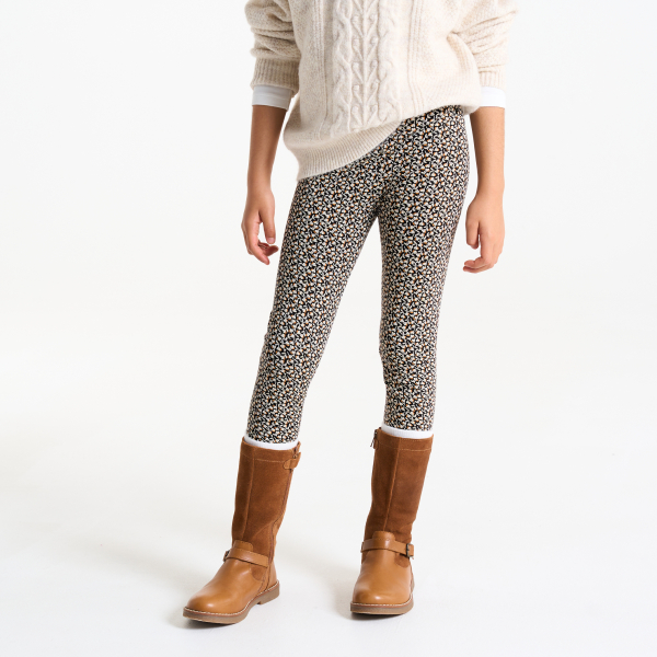 بنطلون)سروال( لاغينغ من الجيرسي، للفتيات، باللون الرمادي وعليه طبعة